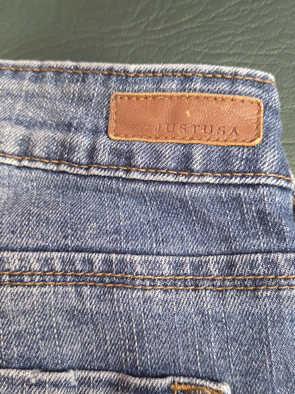 **Just USA Women's Slim Straight Distressed Blue Jeans** - Picture 6 of 8